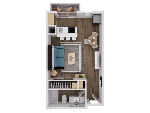 Floor plan for studio, 1 bath, 360 sqft